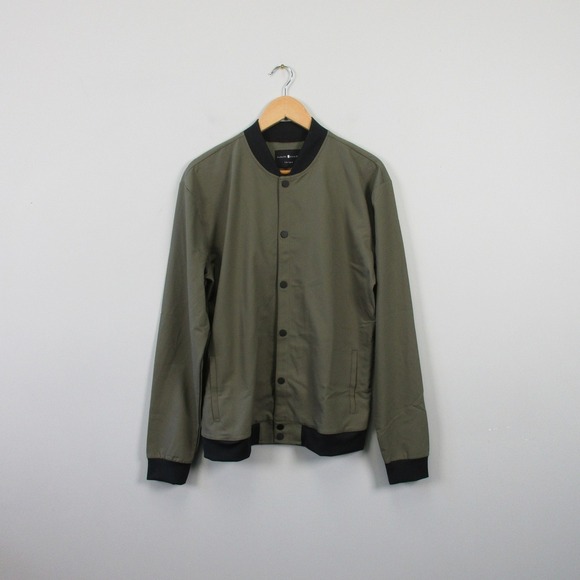 Claim Defame Hyperlight Bomber Jacket Men L Green Snap Lightweight Casual 334 - Picture 1 of 8